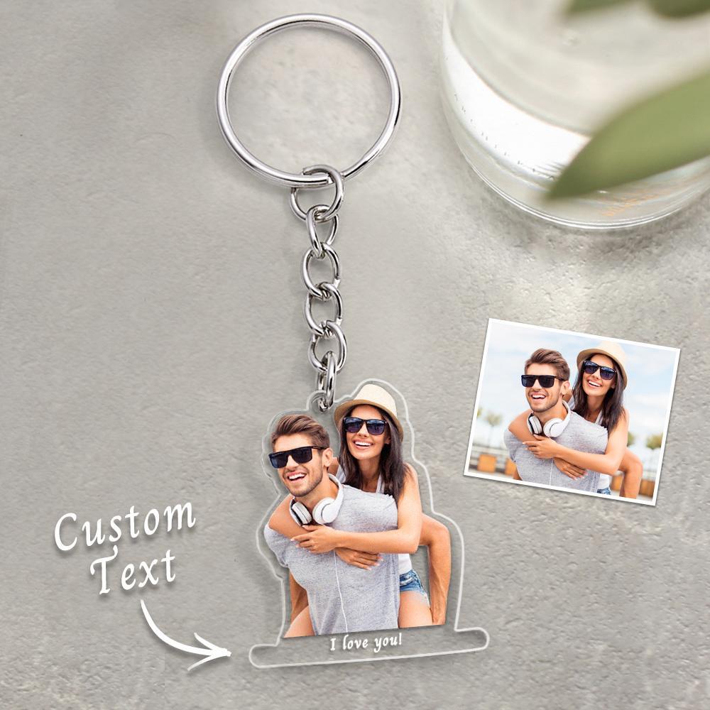 Porte-clés Acrylique Photo Personnalisé Avec Des Cadeaux Uniques De Texte Pour Les Couples - votrecollierprenomfr