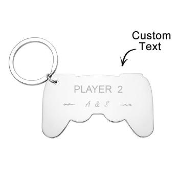 Porte-clés De Joueur Gravé Drôle De Porte-clés De Manette De Jeu Personnalisé Pour Des Couples - votrecollierprenomfr