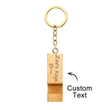 Cadeaux De Support De Téléphone Portable En Bois Porte-clés Gravés Sur Mesure - votrecollierprenomfr