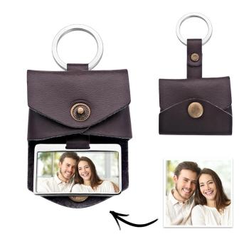 Porte-clés Photo Personnalisé Enveloppe Créative En Cuir Couple Cadeaux - votrecollierprenomfr