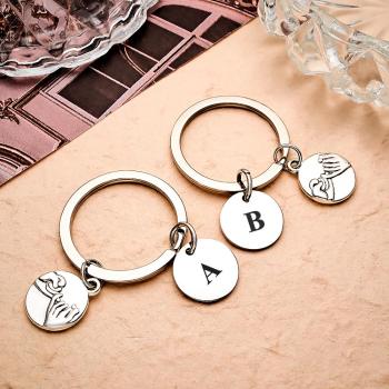 Lettre Personnalisée Keychain Pull Hook Unique Couple Gifts - votrecollierprenomfr