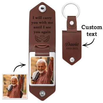 Porte-clés En Cuir Avec Photo Personnalisée, Porte-clés Personnalisé Pour Cadeau Commémoratif - votrecollierprenomfr