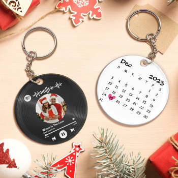 Porte-clés Personnalisé Avec Calendrier De Chansons Musicales, Code Spotify Scannable, Cadeaux De Noël En Acrylique Pour Couple - votrecollierprenomfr