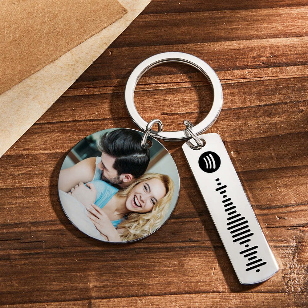Porte-clés Personnalisé En Acier Inoxydable, Avec Calendrier Photo Coloré Personnalisé Et Cadeau Spotify Pour Amoureux - votrecollierprenomfr
