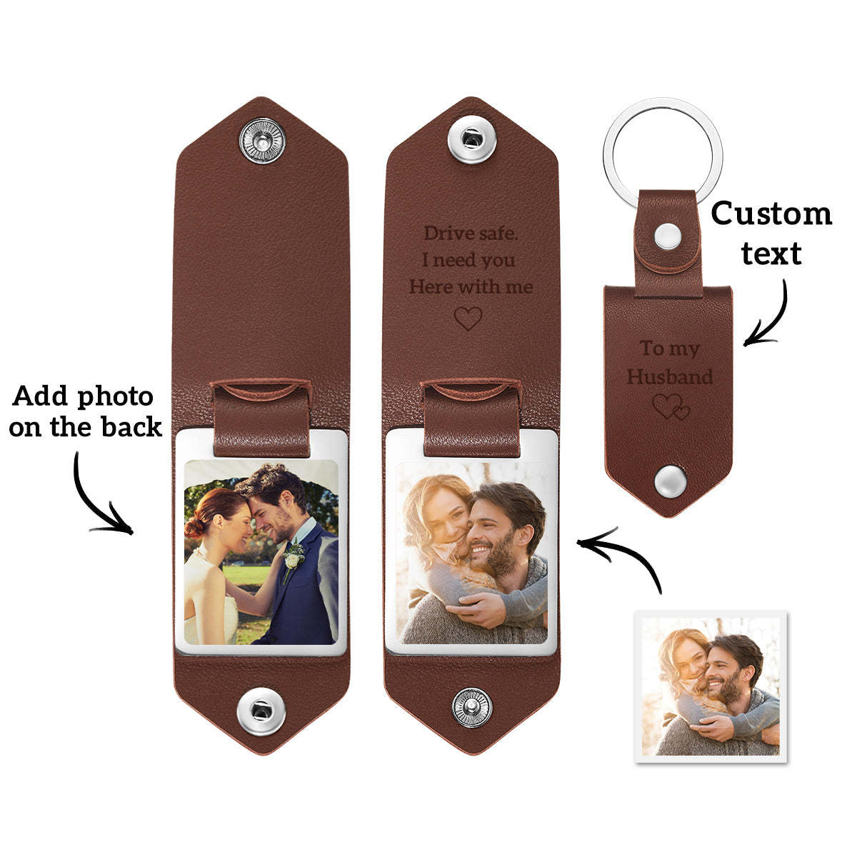 Porte-clés En Cuir Personnalisé, Cadeau D'anniversaire Pour Couple, Style Multiple - votrecollierprenomfr