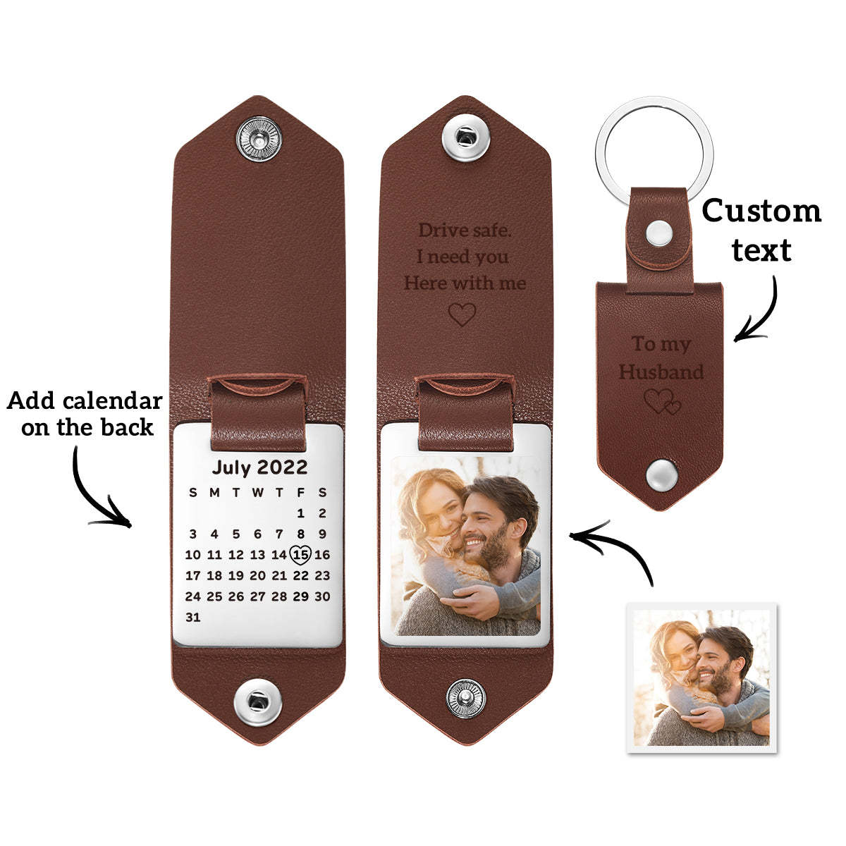Porte-clés En Cuir Personnalisé, Cadeau D'anniversaire Pour Couple, Style Multiple - votrecollierprenomfr