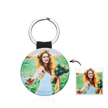 Porte-clés Photo Personnalisé Porte-clés Personnalisé En Cuir Végétalien Porte-clés Mémoire Cadeau - votrecollierprenomfr