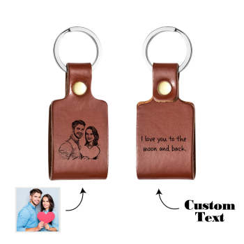 Porte-clés Photo Personnalisé Porte-clés En Cuir Personnalisé Avec Texte Pour Cadeau Unique - votrecollierprenomfr