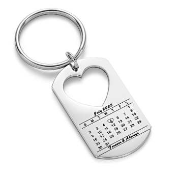 Porte-clés Avec Calendrier Unique, Cadeau D'anniversaire, Date Personnalisée Gravée Pour Mari, Cadeau De Fiançailles Pour Lui - votrecollierprenomfr