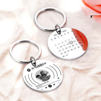 Porte-clés Personnalisé Avec Calendrier Spotify Et Photo, Chanson Musicale Personnalisée, En Acier Inoxydable, Cadeau Pour Amoureux - votrecollierprenomfr