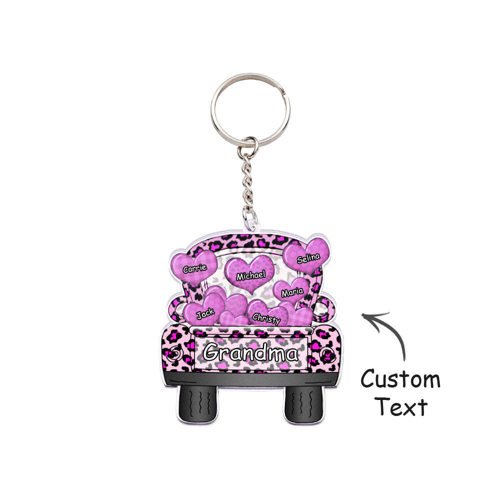 Surnom Personnalisé Camion Chargement Coeur Acrylique Porte-clés Cadeau De Noël Décor Cadeau Grand-mère Nana Papa - votrecollierprenomfr