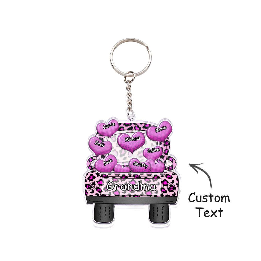 Surnom Personnalisé Camion Chargement Coeur Acrylique Porte-clés Cadeau De Noël Décor Cadeau Grand-mère Nana Papa - votrecollierprenomfr