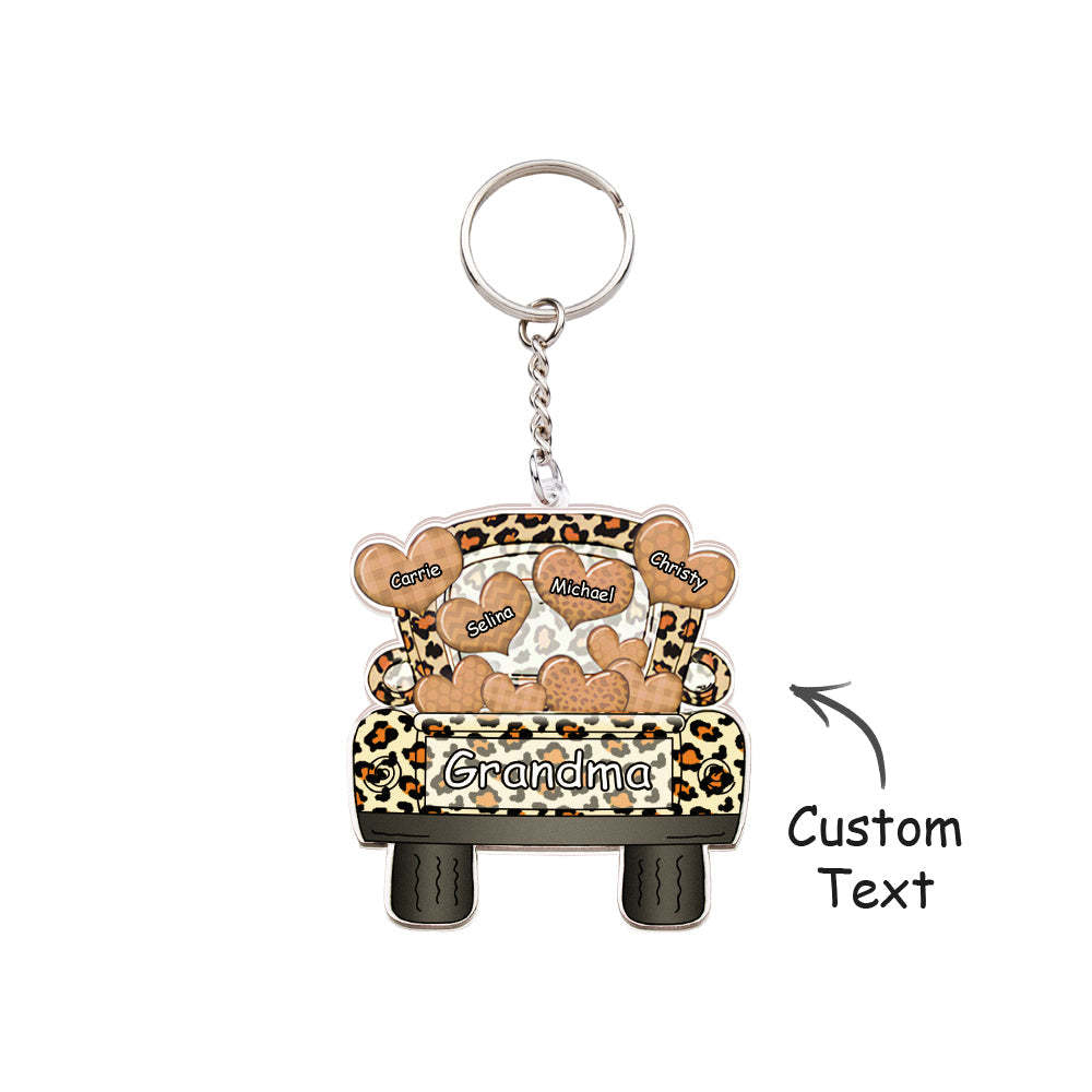 Surnom Personnalisé Camion Chargement Coeur Acrylique Porte-clés Cadeau De Noël Décor Cadeau Grand-mère Nana Papa - votrecollierprenomfr