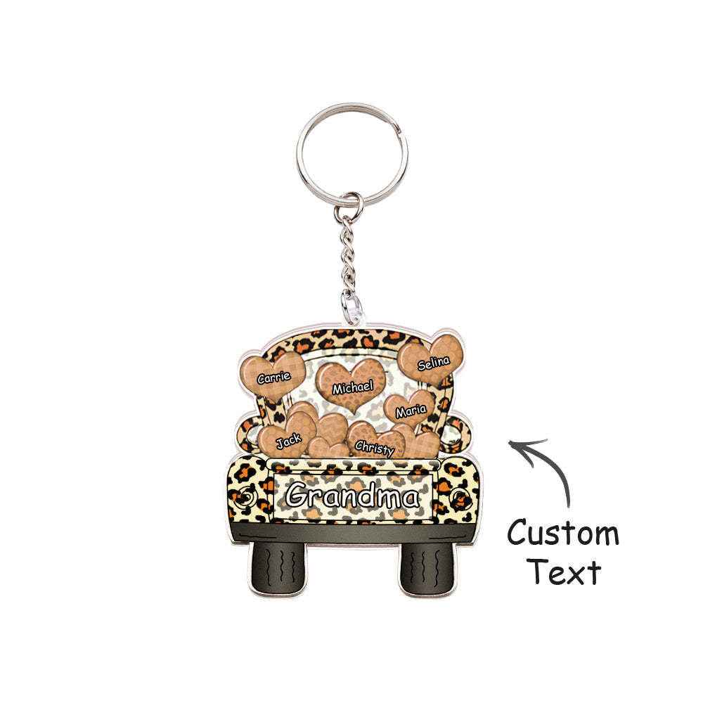 Surnom Personnalisé Camion Chargement Coeur Acrylique Porte-clés Cadeau De Noël Décor Cadeau Grand-mère Nana Papa - votrecollierprenomfr