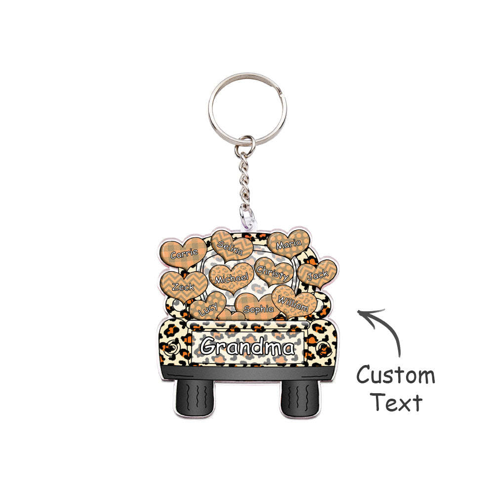 Surnom Personnalisé Camion Chargement Coeur Acrylique Porte-clés Cadeau De Noël Décor Cadeau Grand-mère Nana Papa - votrecollierprenomfr
