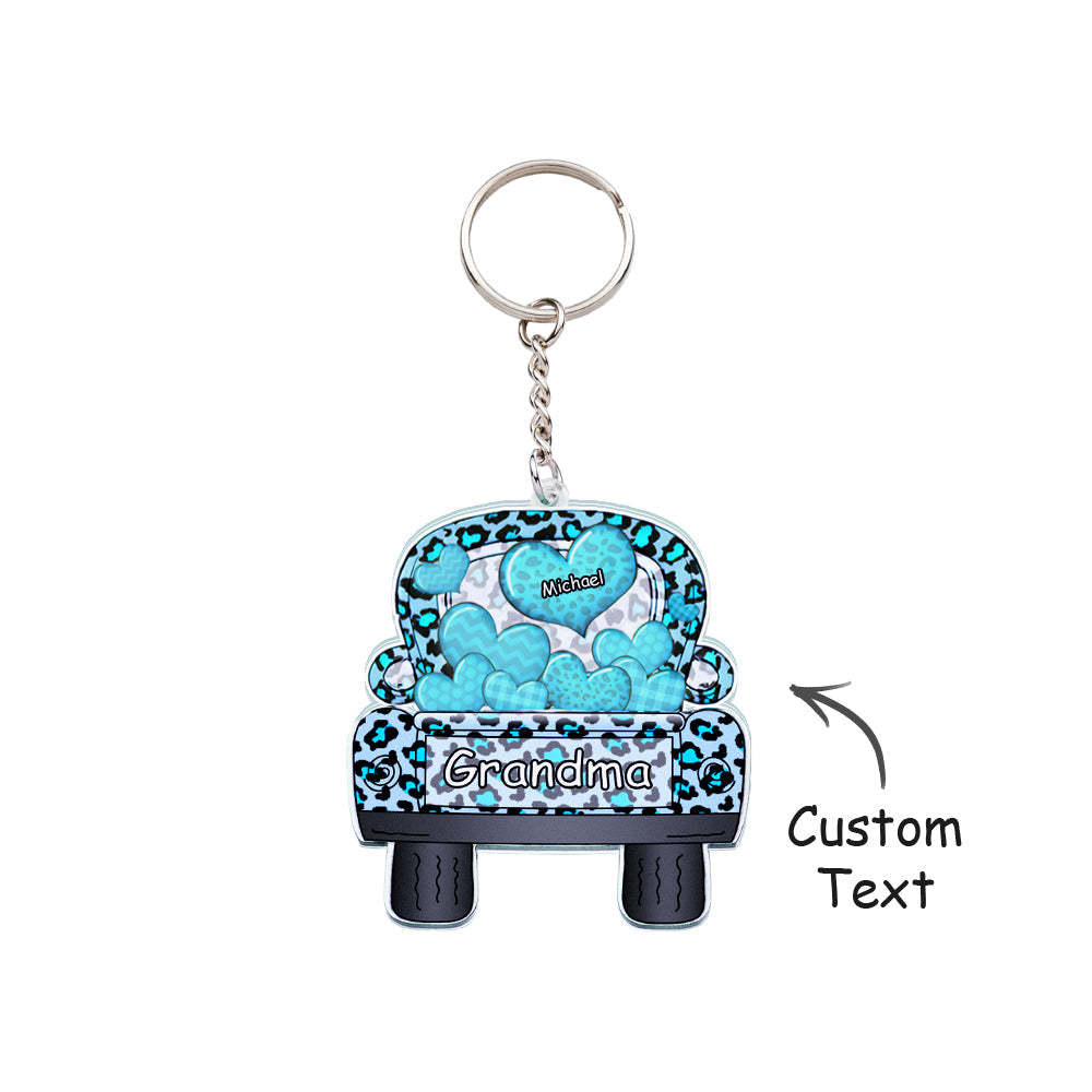 Surnom Personnalisé Camion Chargement Coeur Acrylique Porte-clés Cadeau De Noël Décor Cadeau Grand-mère Nana Papa - votrecollierprenomfr