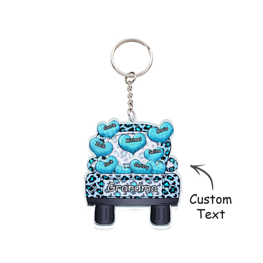 Surnom Personnalisé Camion Chargement Coeur Acrylique Porte-clés Cadeau De Noël Décor Cadeau Grand-mère Nana Papa - votrecollierprenomfr