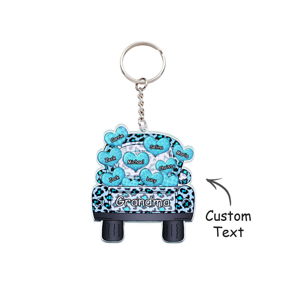 Surnom Personnalisé Camion Chargement Coeur Acrylique Porte-clés Cadeau De Noël Décor Cadeau Grand-mère Nana Papa - votrecollierprenomfr