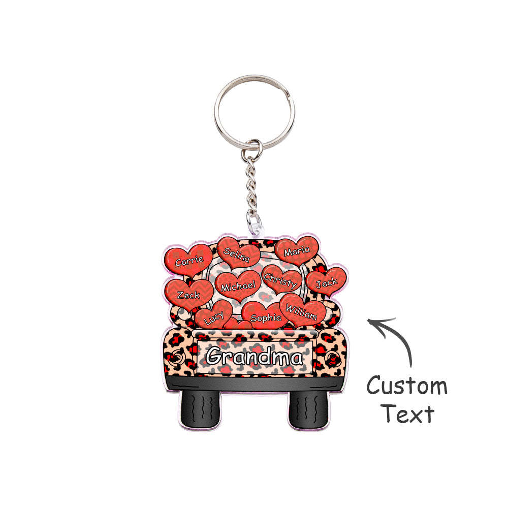 Surnom Personnalisé Camion Chargement Coeur Acrylique Porte-clés Cadeau De Noël Décor Cadeau Grand-mère Nana Papa - votrecollierprenomfr
