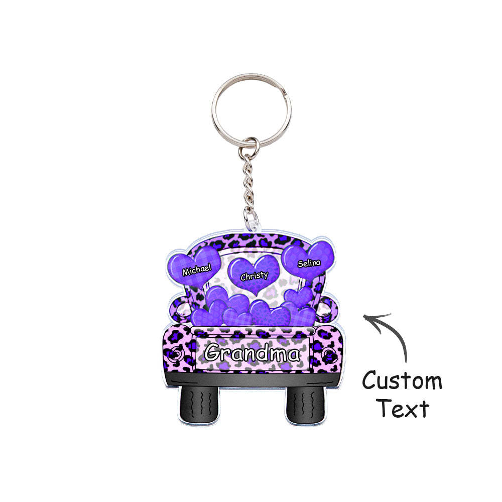 Surnom Personnalisé Camion Chargement Coeur Acrylique Porte-clés Cadeau De Noël Décor Cadeau Grand-mère Nana Papa - votrecollierprenomfr