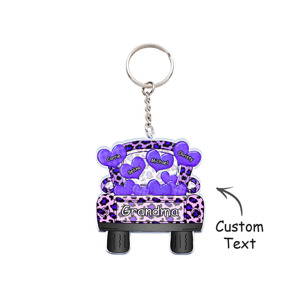 Surnom Personnalisé Camion Chargement Coeur Acrylique Porte-clés Cadeau De Noël Décor Cadeau Grand-mère Nana Papa - votrecollierprenomfr