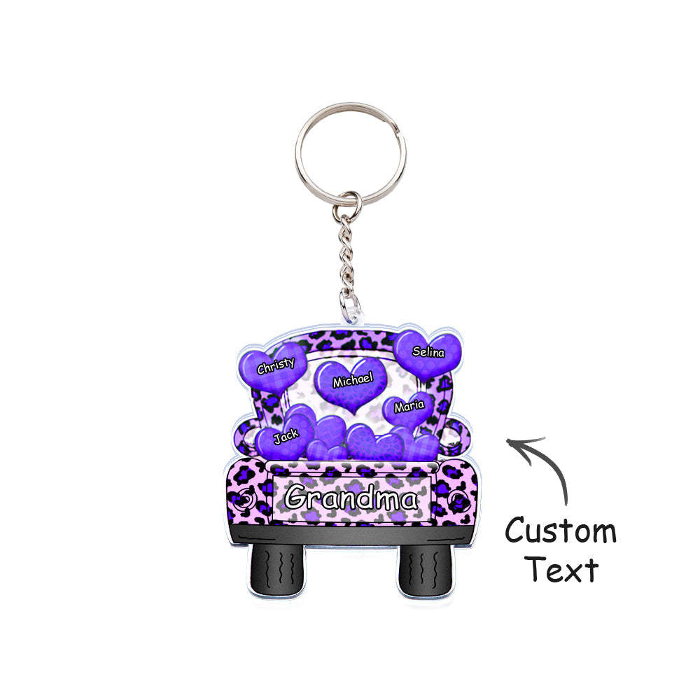 Surnom Personnalisé Camion Chargement Coeur Acrylique Porte-clés Cadeau De Noël Décor Cadeau Grand-mère Nana Papa - votrecollierprenomfr