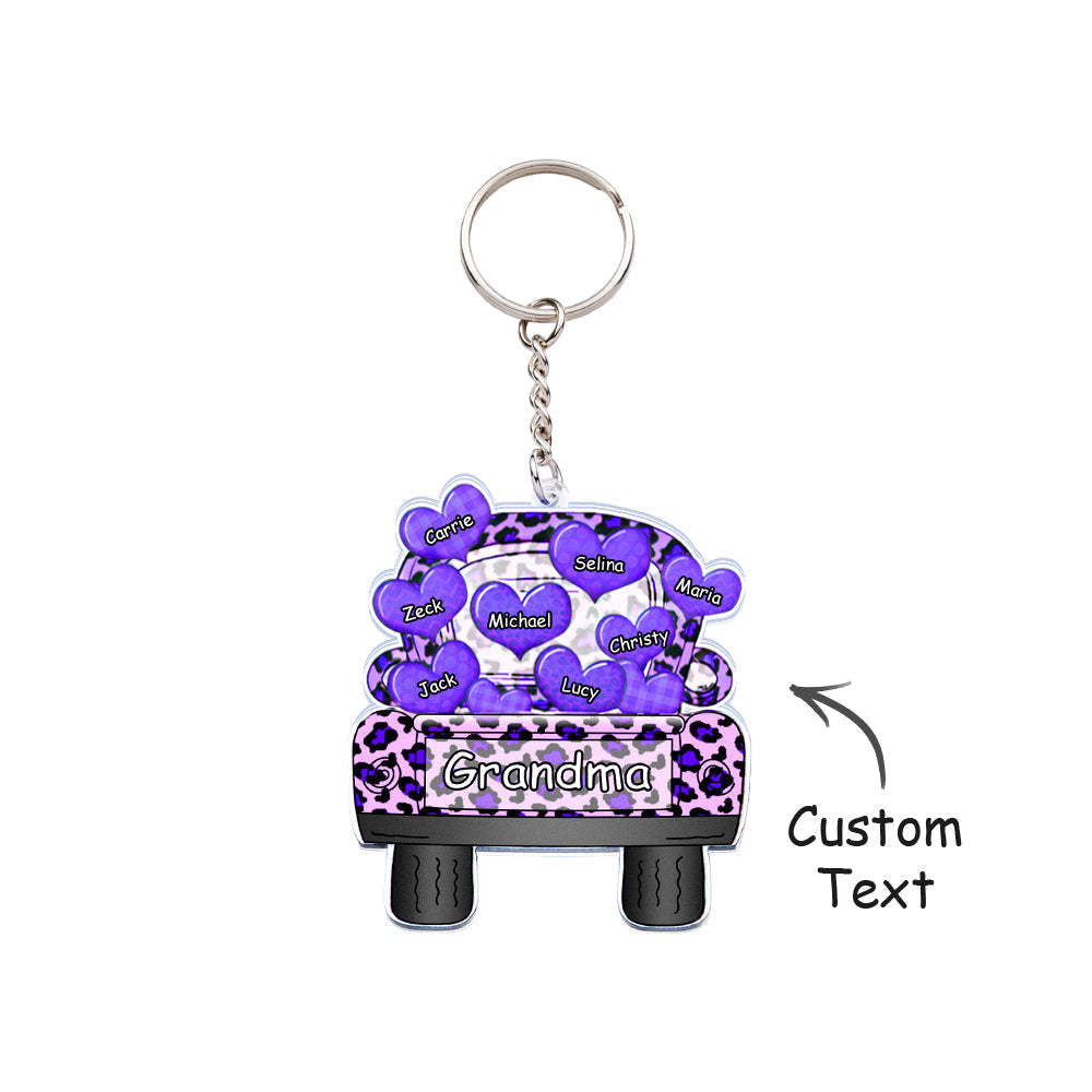 Surnom Personnalisé Camion Chargement Coeur Acrylique Porte-clés Cadeau De Noël Décor Cadeau Grand-mère Nana Papa - votrecollierprenomfr