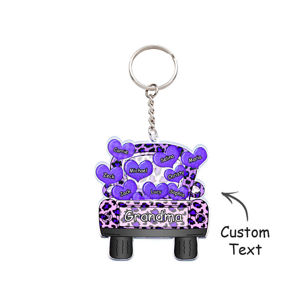 Surnom Personnalisé Camion Chargement Coeur Acrylique Porte-clés Cadeau De Noël Décor Cadeau Grand-mère Nana Papa - votrecollierprenomfr