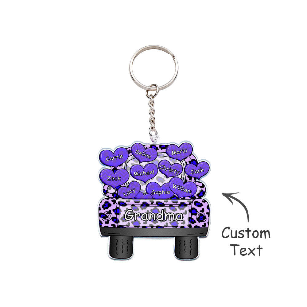 Surnom Personnalisé Camion Chargement Coeur Acrylique Porte-clés Cadeau De Noël Décor Cadeau Grand-mère Nana Papa - votrecollierprenomfr