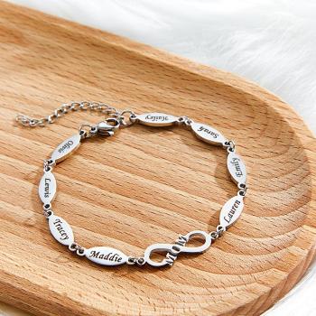 Bracelet Maman Personnalisé Charmant Bracelet Gravé Cadeaux Fête Des Mères - votrecollierprenomfr