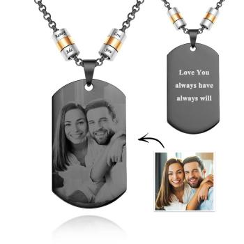 Collier Photo Carré Personnalisé Avec Pendentif Perles Gravées Cadeaux Pour Les Amoureux - votrecollierprenomfr