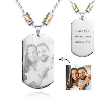 Collier Photo Carré Personnalisé Avec Pendentif Perles Gravées Cadeaux Pour Les Amoureux - votrecollierprenomfr