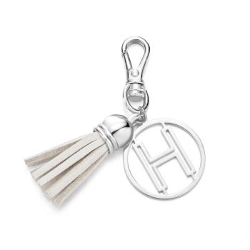 Porte-clés Lettre Initiale Pompon Porte-clés Monogramme Personnalisé Cadeaux Pour Elle - votrecollierprenomfr