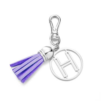 Porte-clés Lettre Initiale Pompon Porte-clés Monogramme Personnalisé Cadeaux Pour Elle - votrecollierprenomfr
