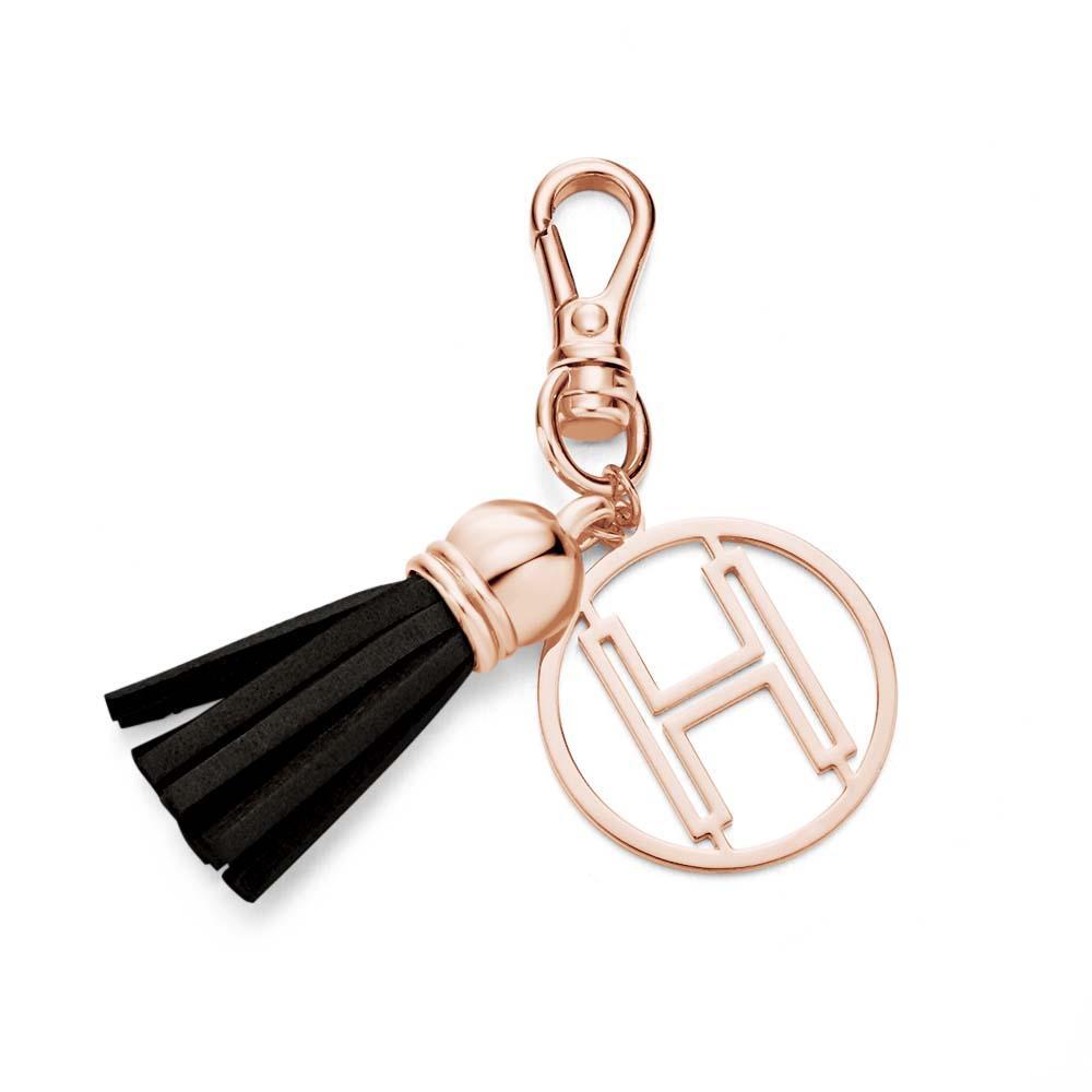 Porte-clés Lettre Initiale Pompon Porte-clés Monogramme Personnalisé Cadeaux Pour Elle - votrecollierprenomfr