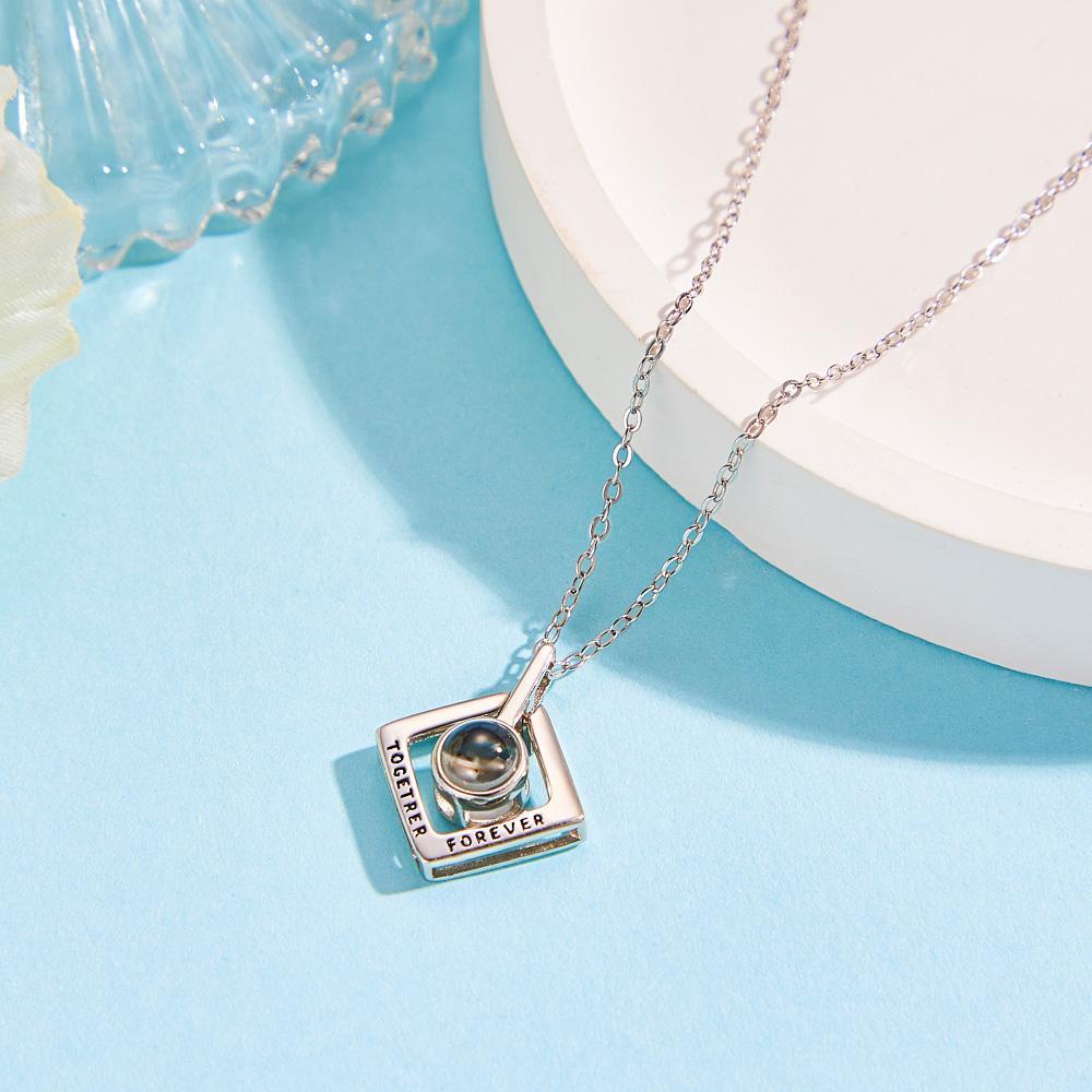 Collier De Projection De Photo Personnalisé Ensemble Pour Toujours Des Cadeaux De Géométrie Pour Couple - votrecollierprenomfr