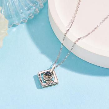 Collier De Projection De Photo Personnalisé Ensemble Pour Toujours Des Cadeaux De Géométrie Pour Couple - votrecollierprenomfr