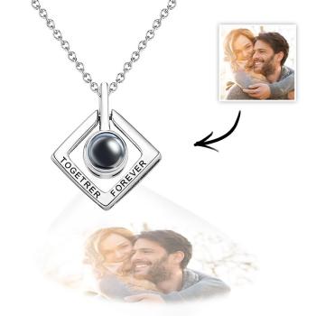 Collier De Projection De Photo Personnalisé Ensemble Pour Toujours Des Cadeaux De Géométrie Pour Couple - votrecollierprenomfr