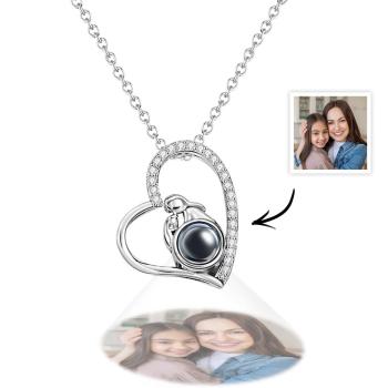 Collier De Projection De Photo Personnalisé Cadeaux De Couple De Diamant De Coeur Créatif - votrecollierprenomfr