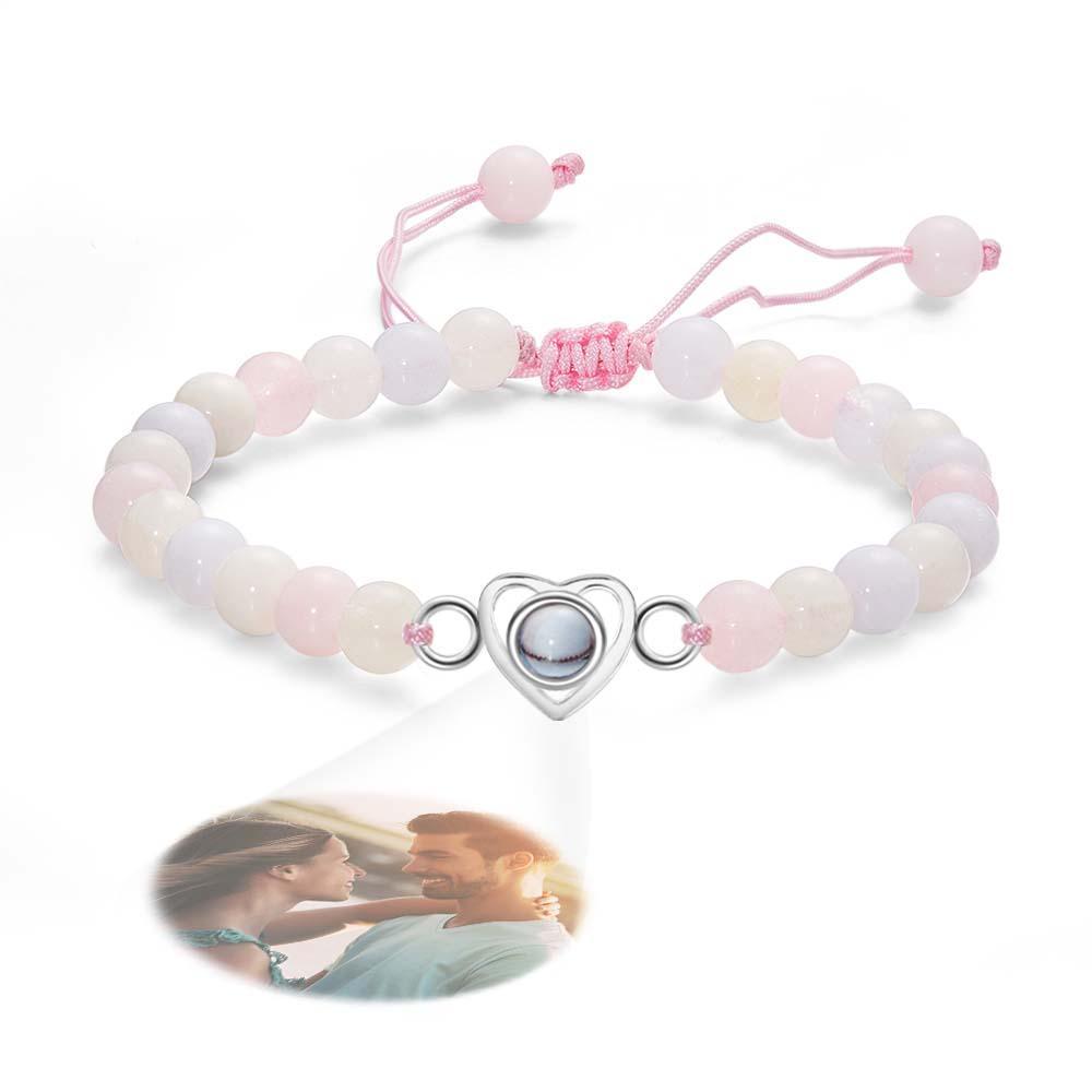 Bracelet De Perles De Projection De Photo Personnalisé Bracelet En Forme De Coeur Beau Cadeau Pour Elle - votrecollierprenomfr