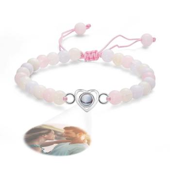 Bracelet De Perles De Projection De Photo Personnalisé Bracelet En Forme De Coeur Beau Cadeau Pour Elle - votrecollierprenomfr