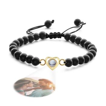 Bracelet De Perles De Projection De Photo Personnalisé Bracelet En Forme De Coeur Beau Cadeau Pour Elle - votrecollierprenomfr