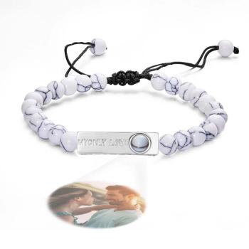 Bracelet De Perles De Projection De Photo Personnalisé Mon Seul Amour Cadeau Créatif Pour Elle - votrecollierprenomfr