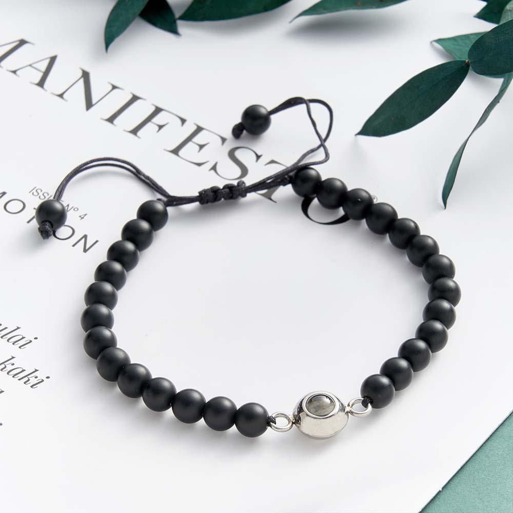 Bracelet De Perles De Projection De Photo Personnalisé Cadeau Élégant Pour Elle - votrecollierprenomfr