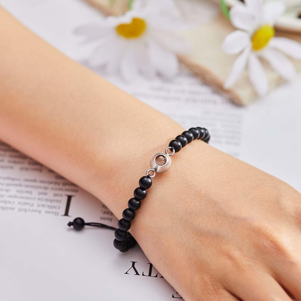 Bracelet De Perles De Projection De Photo Personnalisé Cadeau Élégant Pour Elle - votrecollierprenomfr