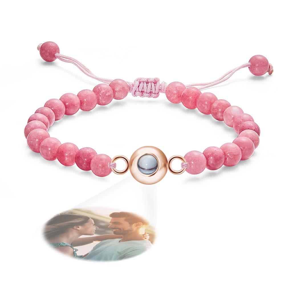 Bracelet De Perles De Projection De Photo Personnalisé Cadeau Élégant Pour Elle - votrecollierprenomfr