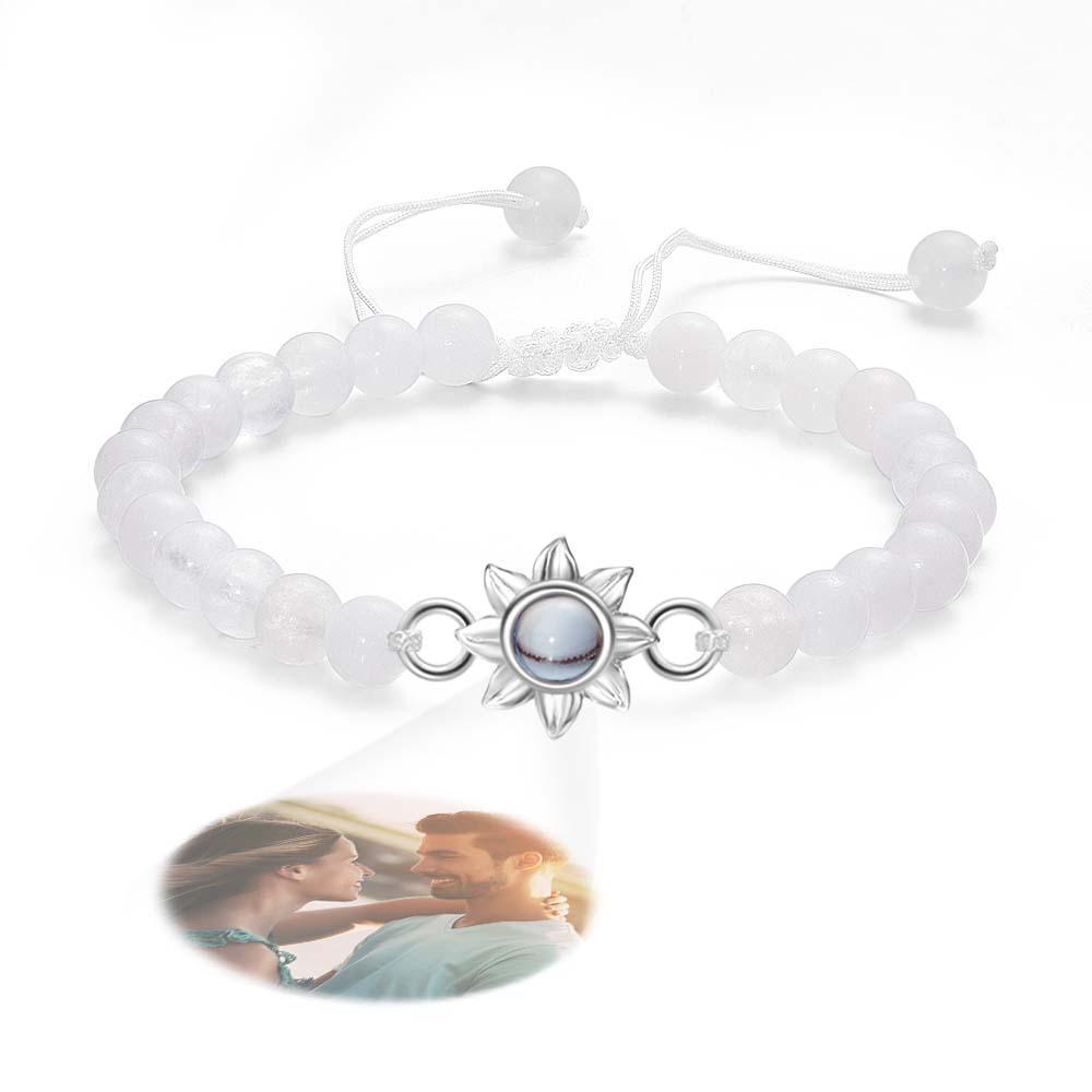 Bracelet Personnalisé De Perles De Projection De Photo Avec Le Cadeau Créatif De Tournesol Pour Elle - votrecollierprenomfr