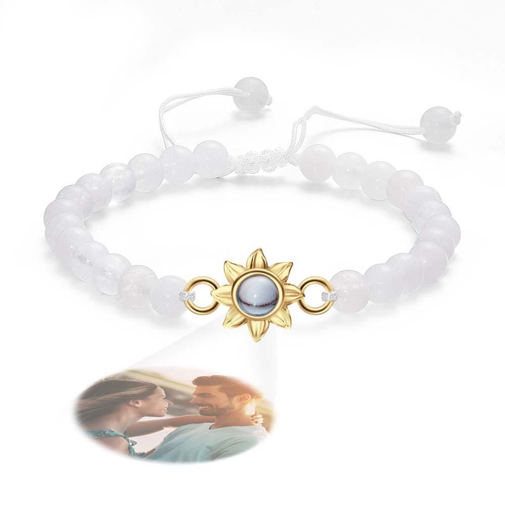 Bracelet Personnalisé De Perles De Projection De Photo Avec Le Cadeau Créatif De Tournesol Pour Elle - votrecollierprenomfr