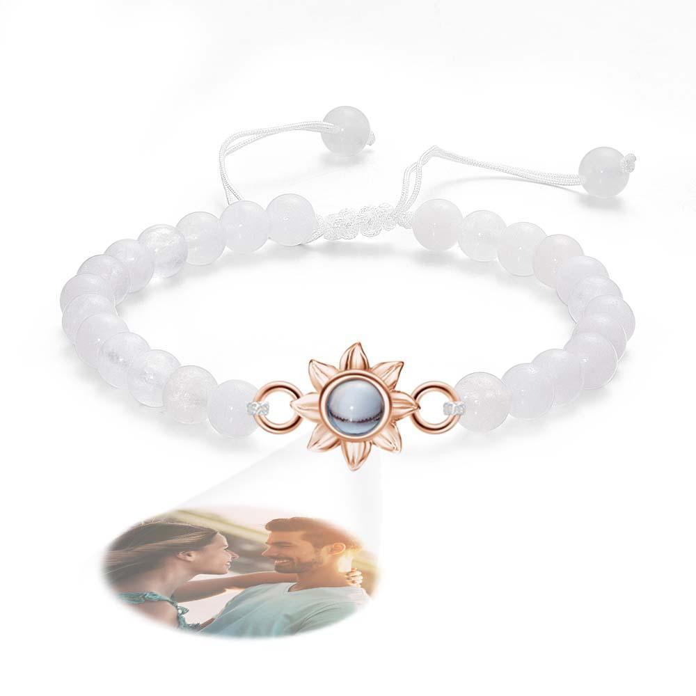 Bracelet Personnalisé De Perles De Projection De Photo Avec Le Cadeau Créatif De Tournesol Pour Elle - votrecollierprenomfr