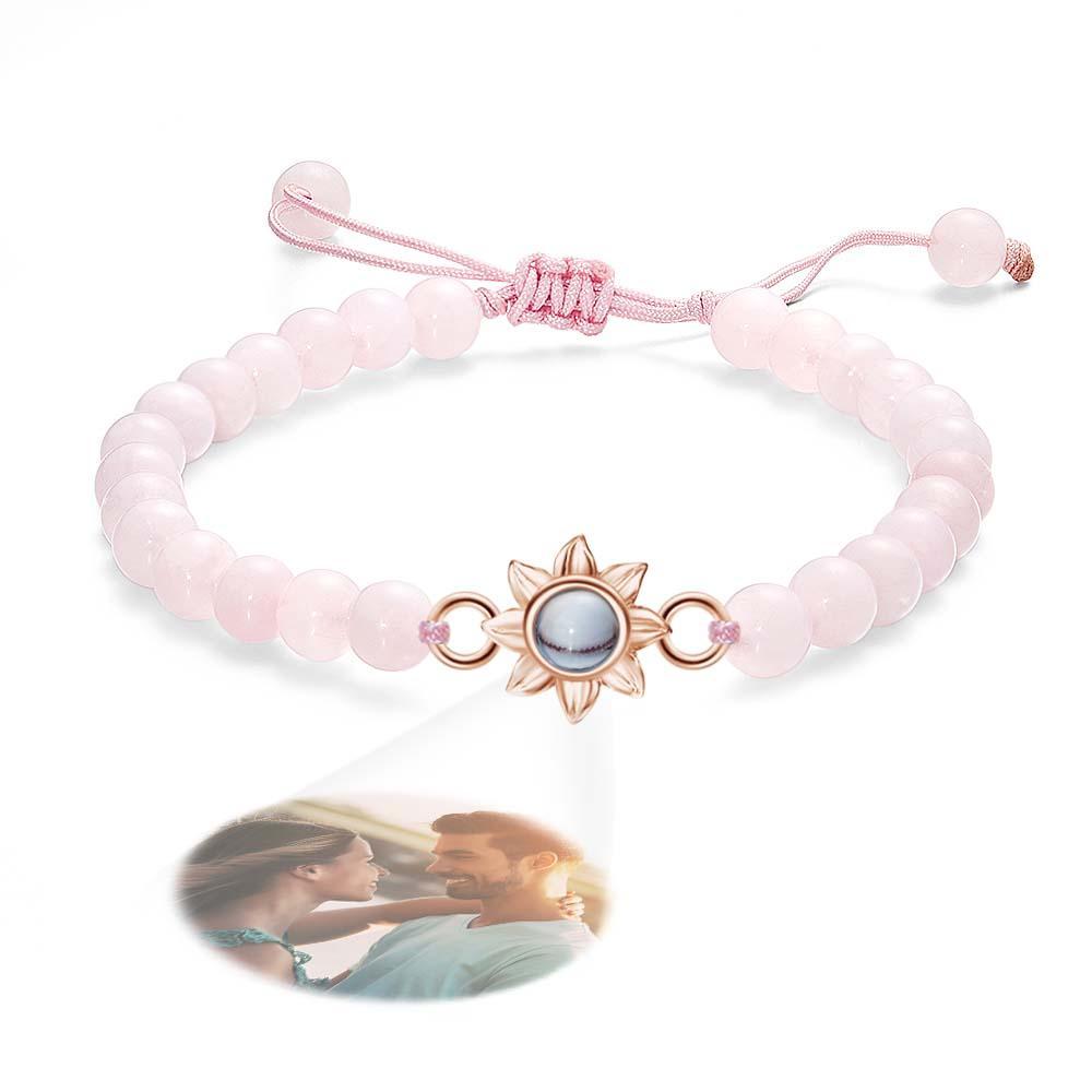 Bracelet Personnalisé De Perles De Projection De Photo Avec Le Cadeau Créatif De Tournesol Pour Elle - votrecollierprenomfr
